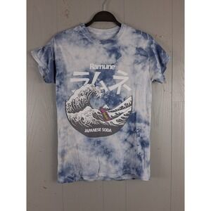 Ramune Wave Japanese‎ Soda Graphic Tee Small Blue White Tye Die Hot Topic Tee